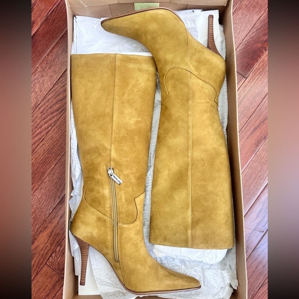 NEW Steve Madden Wescot Olive Suede Knee High Boots Heeled Boots - Picture 8 of 11